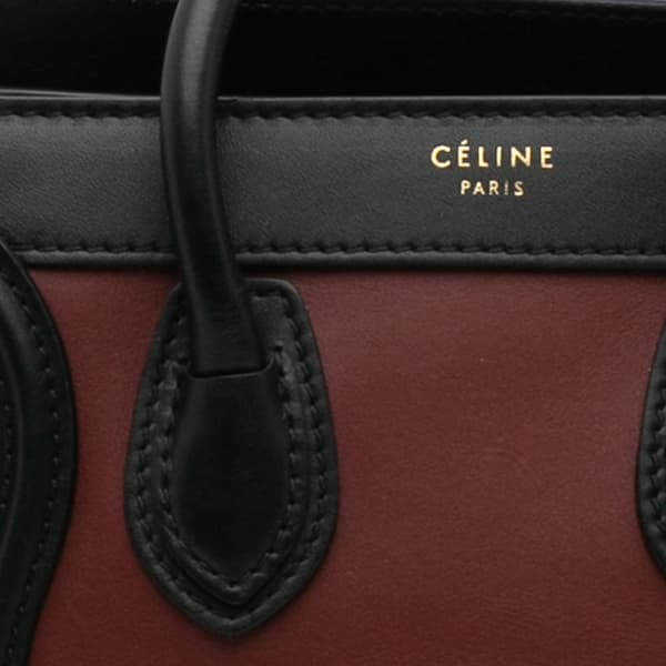 Pre-owned Celine Nano Tricolor Leather Luggage Tote Red