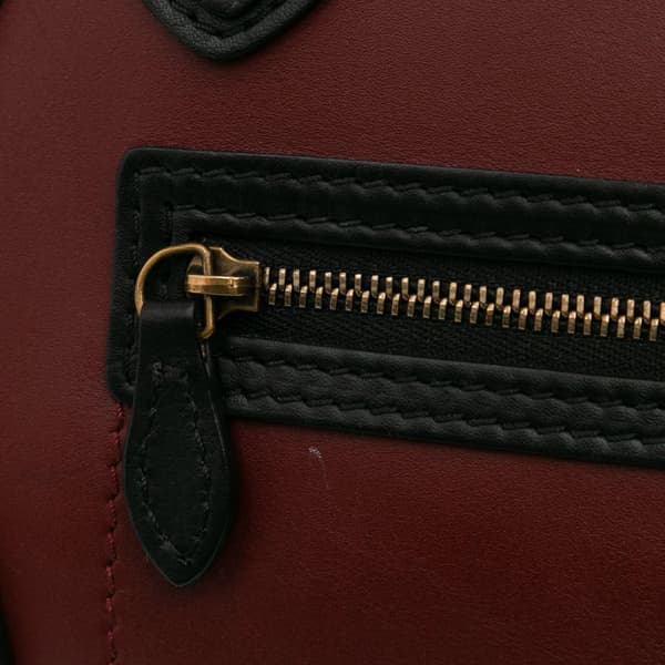 Pre-owned Celine Nano Tricolor Leather Luggage Tote Red