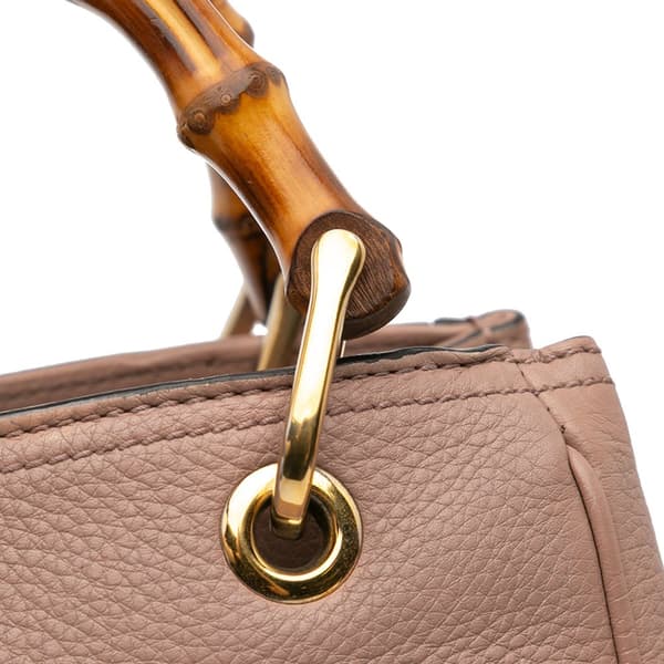 Pre-owned Gucci Small Calfskin Bamboo Shopper Satchel Pink