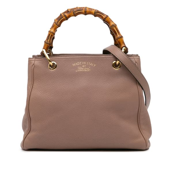 Pre-owned Gucci Small Calfskin Bamboo Shopper Satchel Pink