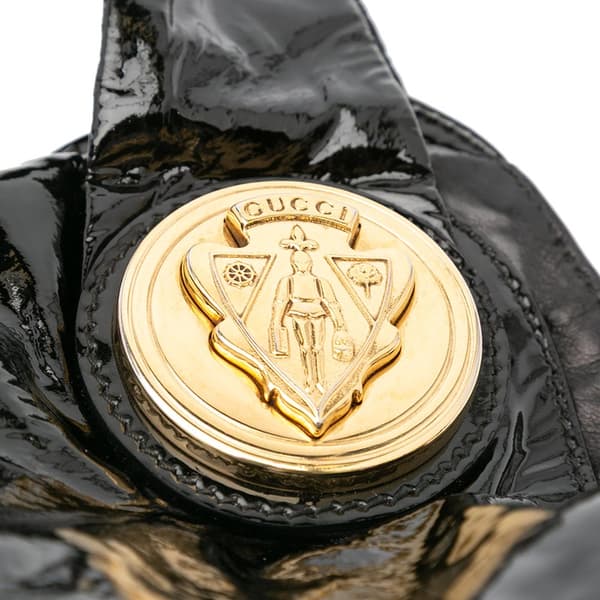 Pre-owned Gucci Large Patent Hysteria Satchel Black