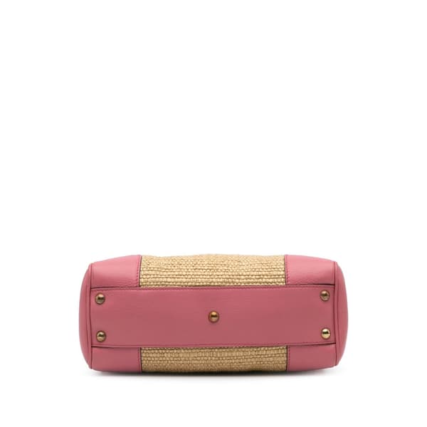 Pre-owned Gucci Small Raffia Bamboo Shopper Satchel Brown