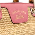 Miniatyrbilde 7 av 10: Pre-owned Gucci Small Raffia Bamboo Shopper Satchel Brown