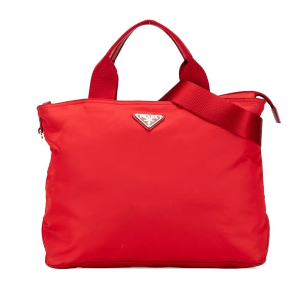 Pre-owned Prada Tessuto Satchel Red