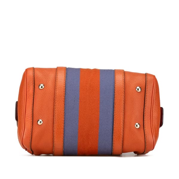 Pre-owned Gucci Small Leather Web Joy Boston Bag Orange