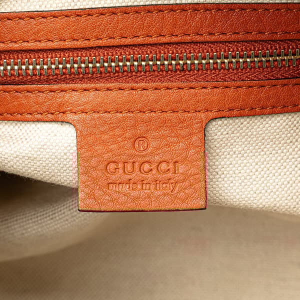 Pre-owned Gucci Small Leather Web Joy Boston Bag Orange