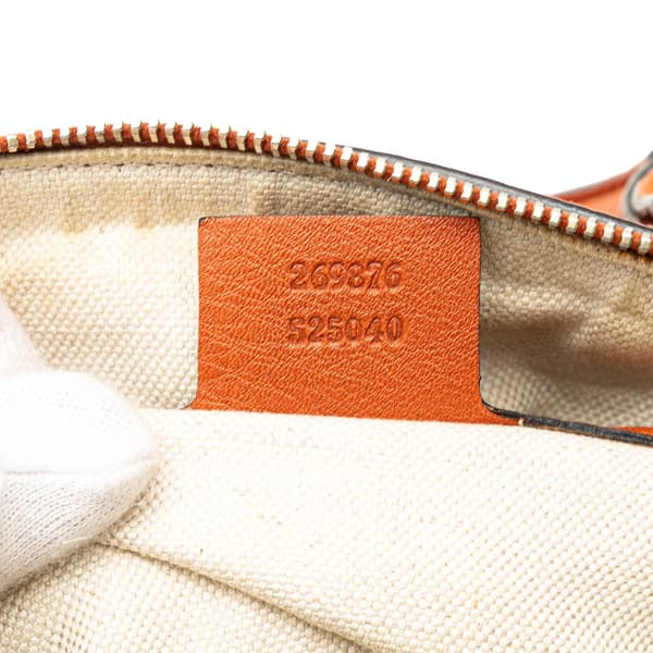Pre-owned Gucci Small Leather Web Joy Boston Bag Orange