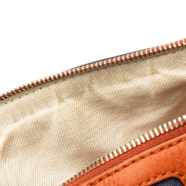 Pre-owned Gucci Small Leather Web Joy Boston Bag Orange