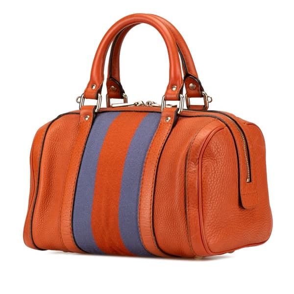 Pre-owned Gucci Small Leather Web Joy Boston Bag Orange