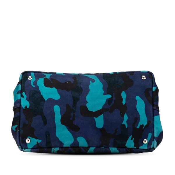 Pre-owned Prada Canvas Camouflage Canapa Logo Satchel Blue