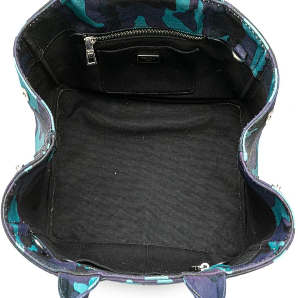 Pre-owned Prada Canvas Camouflage Canapa Logo Satchel Blue