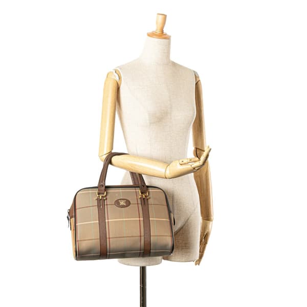 Pre-owned Burberry Vintage Check Canvas Handbag Brown