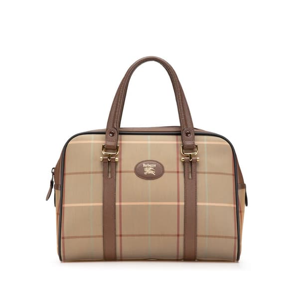 Pre-owned Burberry Vintage Check Canvas Handbag Brown