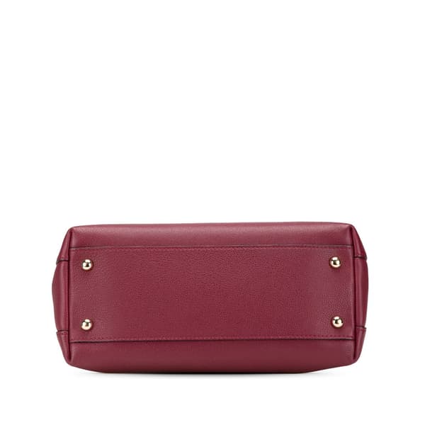 Pre-owned Burberry Grainy Calfskin Milton Satchel Red