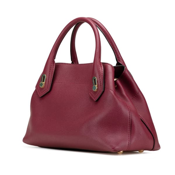 Pre-owned Burberry Grainy Calfskin Milton Satchel Red