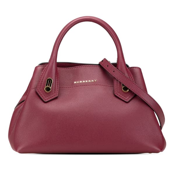 Pre-owned Burberry Grainy Calfskin Milton Satchel Red