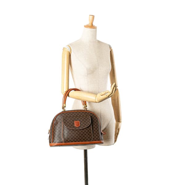 Pre-owned Celine Macadam Coated Canvas Handbag Brown