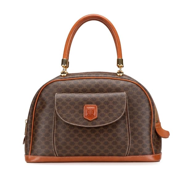 Pre-owned Celine Macadam Coated Canvas Handbag Brown