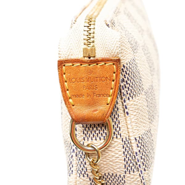 Pre-owned Louis Vuitton Damier Azur Mini Pochette Accessoires White