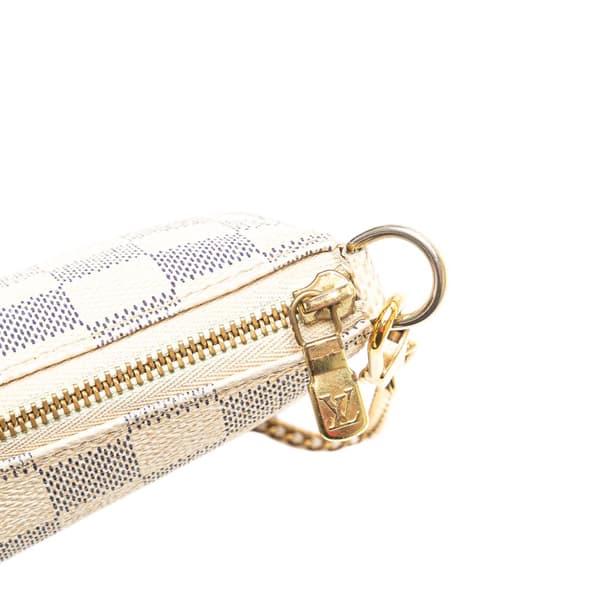 Pre-owned Louis Vuitton Damier Azur Mini Pochette Accessoires White