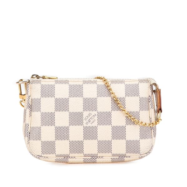 Pre-owned Louis Vuitton Damier Azur Mini Pochette Accessoires White