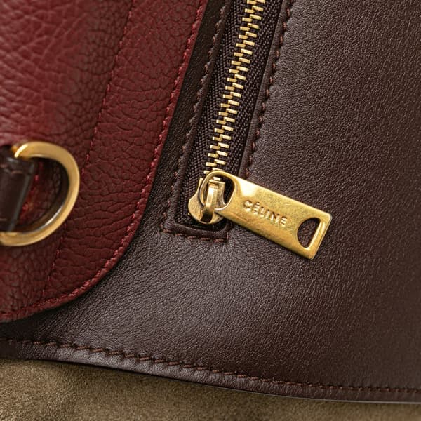 Pre-owned Celine Medium Tricolor Leather Trapeze Satchel Red