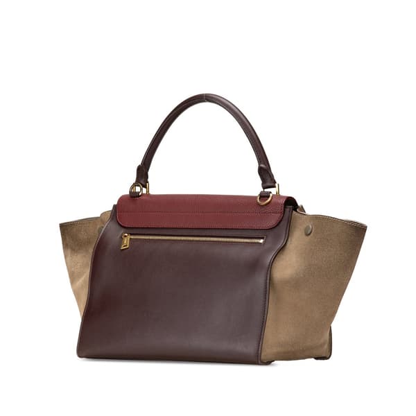 Pre-owned Celine Medium Tricolor Leather Trapeze Satchel Red