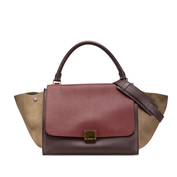 Pre-owned Celine Medium Tricolor Leather Trapeze Satchel Red