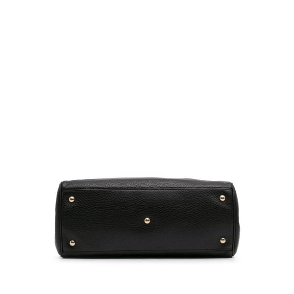 Pre-owned Gucci Medium Calfskin Bamboo Shopper Satchel Black