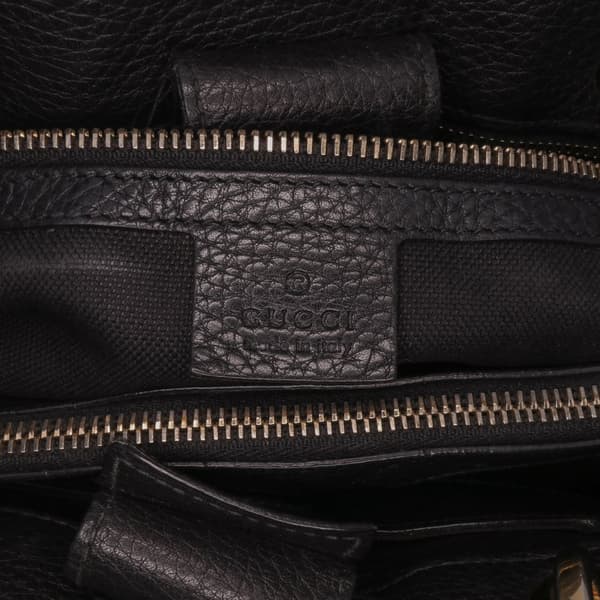 Pre-owned Gucci Medium Calfskin Bamboo Shopper Satchel Black