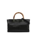 Miniatyrbilde 1 av 10: Pre-owned Gucci Medium Calfskin Bamboo Shopper Satchel Black
