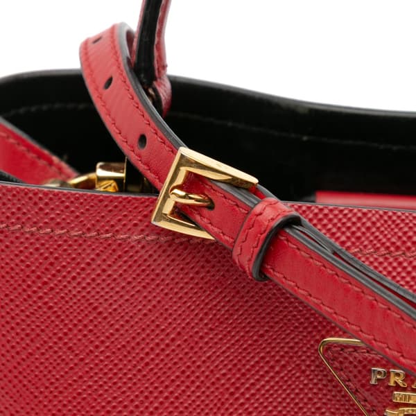 Pre-owned Prada Medium Saffiano Cuir Panier Red