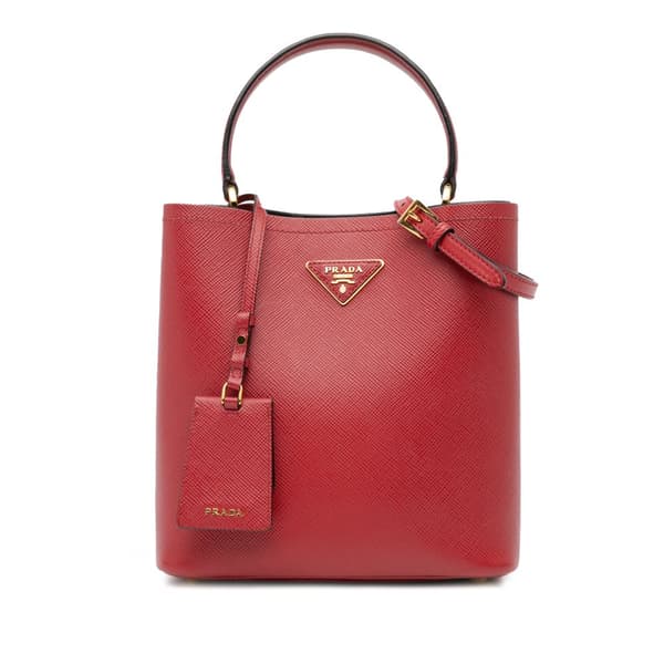 Pre-owned Prada Medium Saffiano Cuir Panier Red