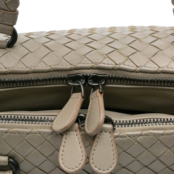 Pre-owned Bottega Veneta Large Leather Intrecciato Leggero Satchel Gray