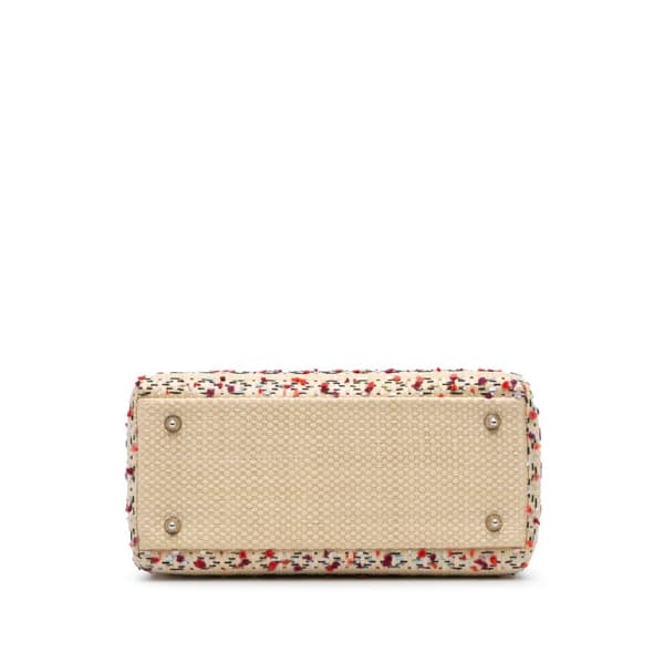 Pre-owned Dior Medium Woven Raffia Lady Dior Brown