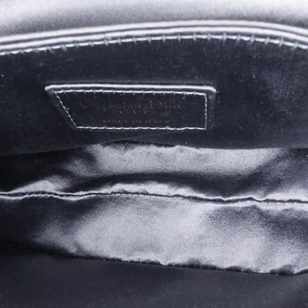 Pre-owned Dior Mini Satin Crystal Embellished Saddle Gray