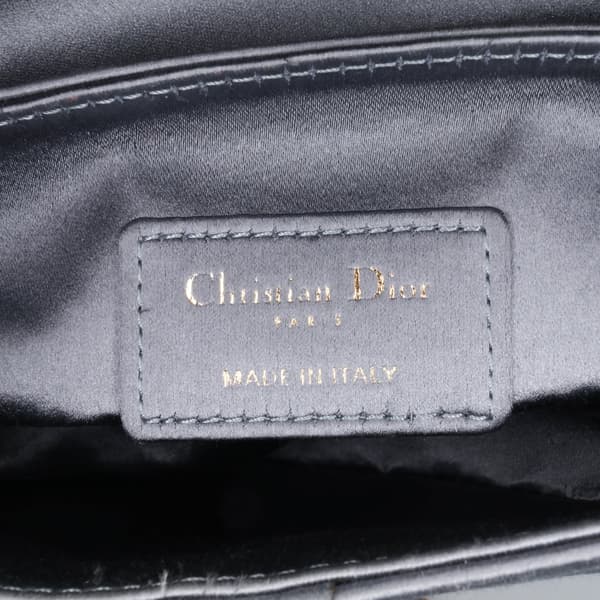 Pre-owned Dior Mini Satin Crystal Embellished Saddle Gray