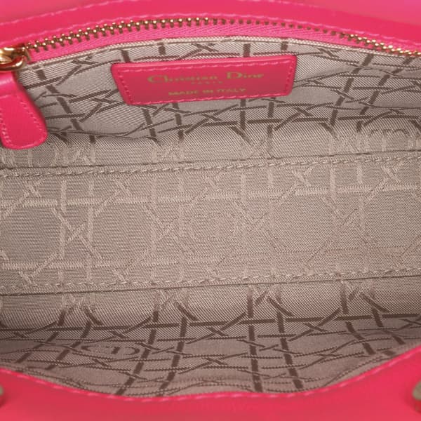 Pre-owned Dior Mini Lambskin Cannage Lady Dior Pink