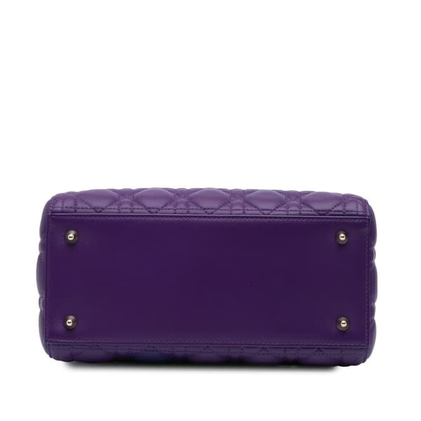 Pre-owned Dior Medium Lambskin Cannage Lady Dior Purple