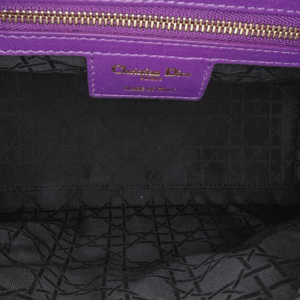 Pre-owned Dior Medium Lambskin Cannage Lady Dior Purple