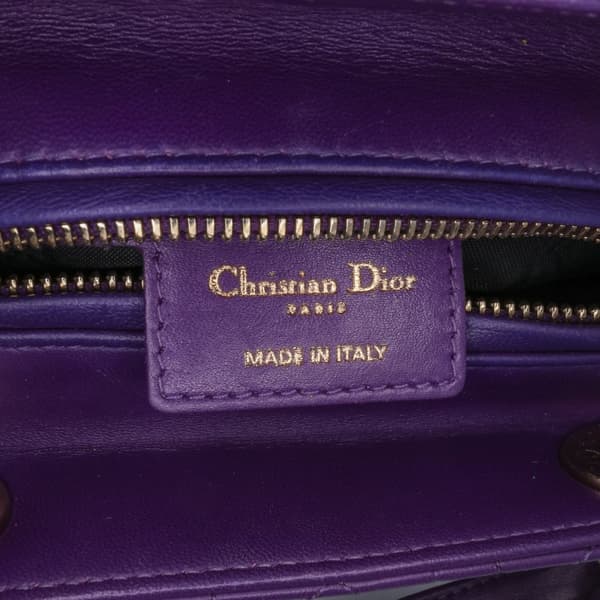 Pre-owned Dior Medium Lambskin Cannage Lady Dior Purple