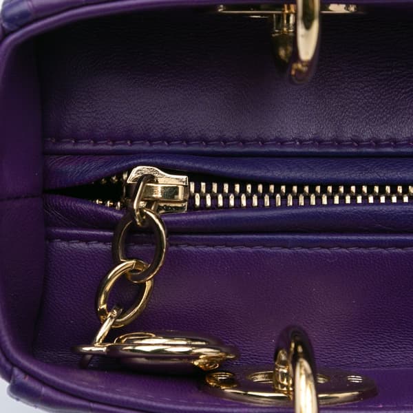 Pre-owned Dior Medium Lambskin Cannage Lady Dior Purple
