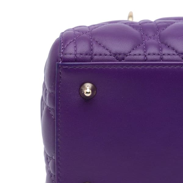 Pre-owned Dior Medium Lambskin Cannage Lady Dior Purple