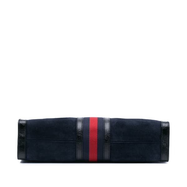 Pre-owned Gucci Suede Ophidia Satchel Blue