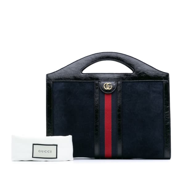 Pre-owned Gucci Suede Ophidia Satchel Blue