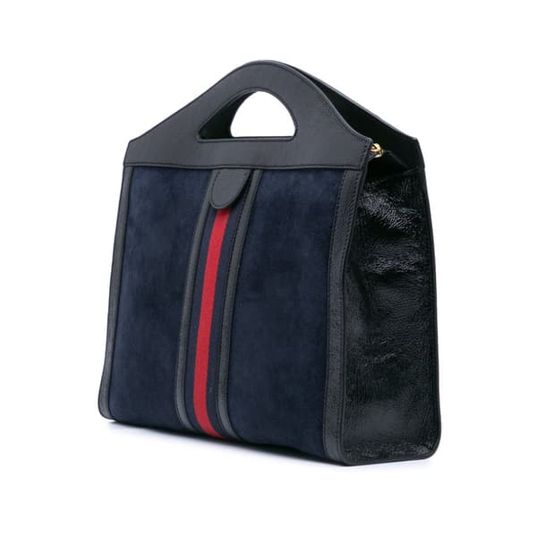 Pre-owned Gucci Suede Ophidia Satchel Blue