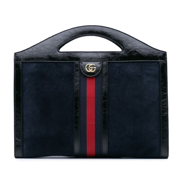 Pre-owned Gucci Suede Ophidia Satchel Blue