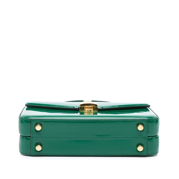 Pre-owned Gucci Patent Sylvie 1969 Satchel Green
