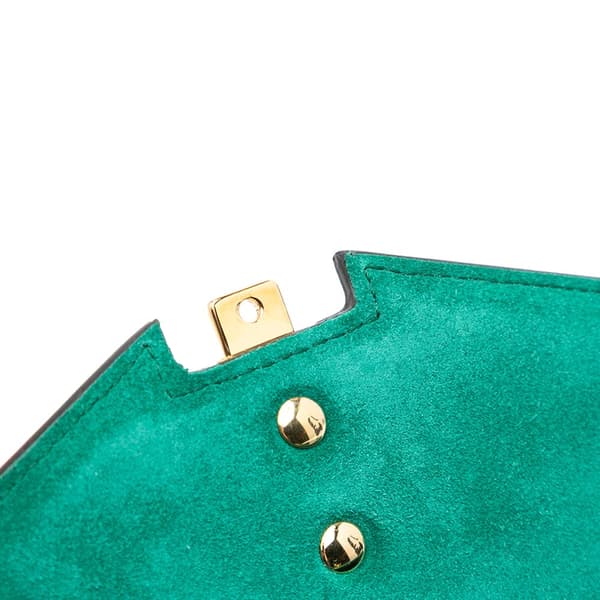 Pre-owned Gucci Patent Sylvie 1969 Satchel Green