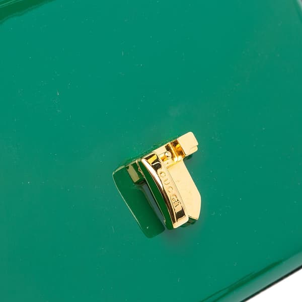 Pre-owned Gucci Patent Sylvie 1969 Satchel Green